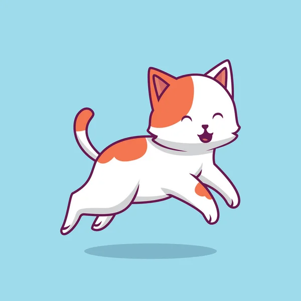 Cute Cat Running Cartoon Illustration — Stok Vektör