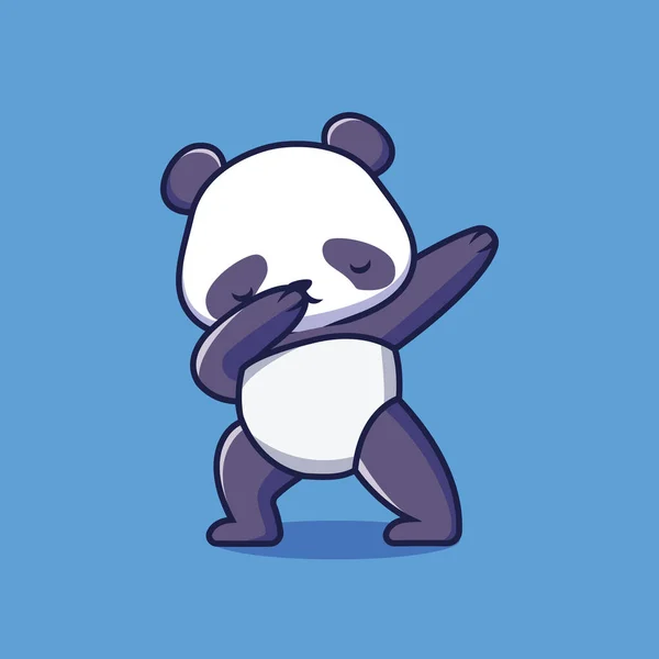 Cute Panda Dabbing Cartoon Illustration — ストックベクタ