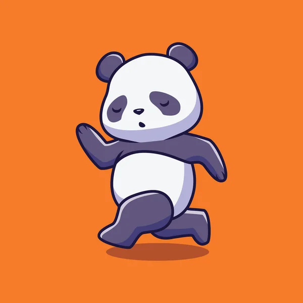 Cute Panda Running Cartoon Illustration — ストックベクタ