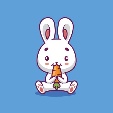 Havuç yiyen şirin tavşan çizgi film çizimi