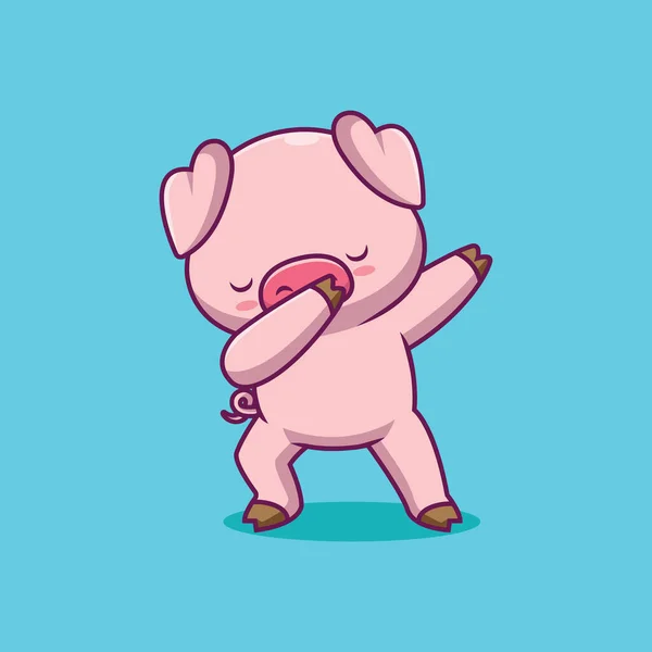 Cute Pig Dabbing Cartoon Illustration — Vettoriale Stock