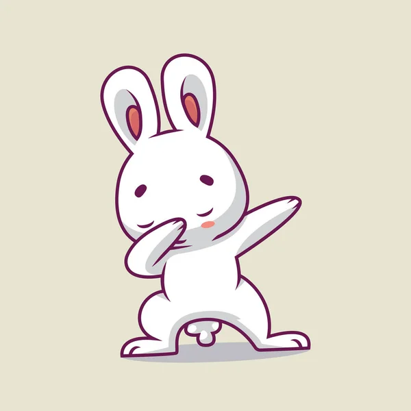 Cute Rabbit Dabbing Cartoon Illustration — Διανυσματικό Αρχείο