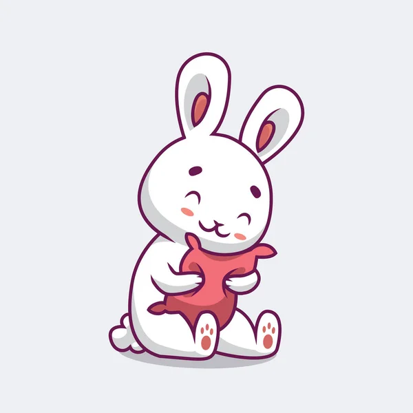 Cute Rabbit Hug Pillow Cartoon Illustration — Διανυσματικό Αρχείο