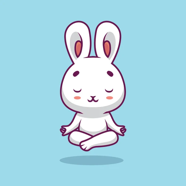 Cute Rabbit Yoga Cartoon Illustration — Διανυσματικό Αρχείο