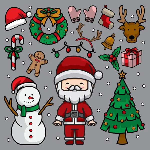 Set Christmas Doodle Vector — Image vectorielle