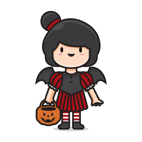 Cute Halloween Costume Vampire Female Vector — Stockový vektor