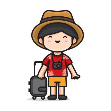 cute man traveling vector