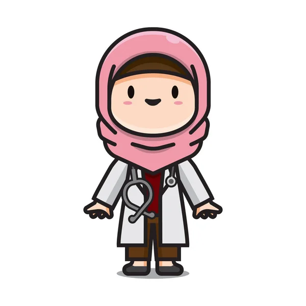 Cute Doctor Muslim Vector — Vettoriale Stock