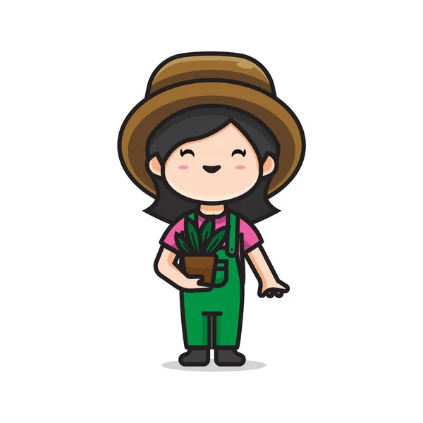 Cute Girl Gardener Vector — Stock Vector