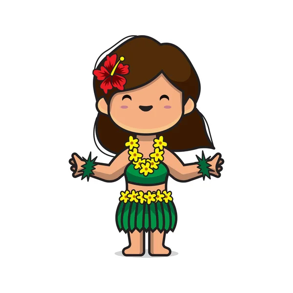 Cute Hawaii Hula Dancer Vector — 스톡 벡터