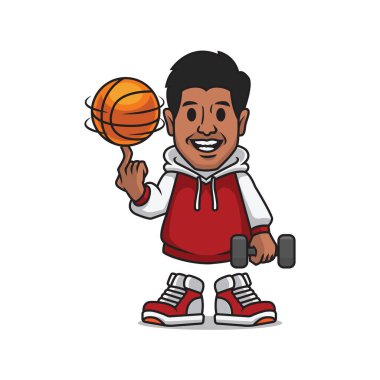 sevimli maskot basketbol vektörü