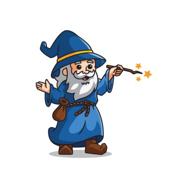 sevimli maskot sihirbazı vektörü