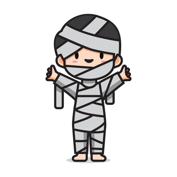 Kostum Halloween Cute Mummy Vector - Stok Vektor