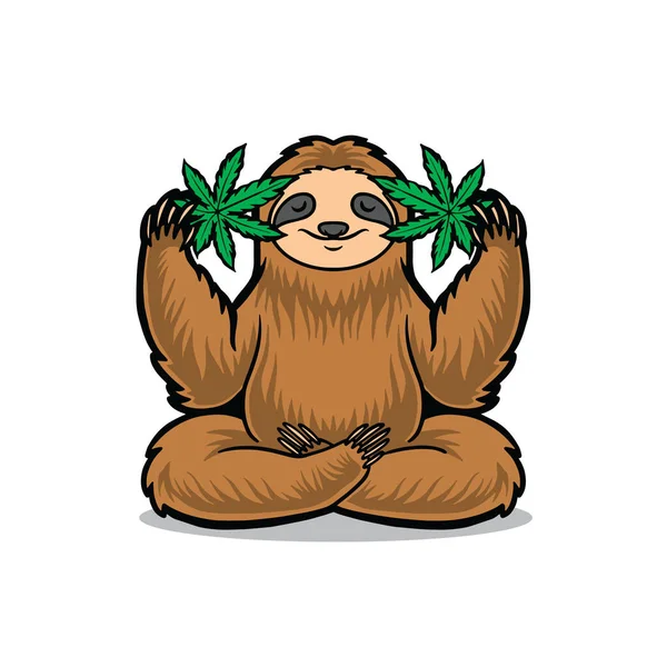 Cute Sloth Meditation Vector — ストックベクタ
