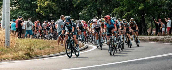 Women cyclists of the Tour de France during the fifth stage. New Tour de France Femmes edition in Rambervillers