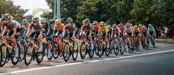 Women cyclists of the Tour de France during the fifth stage. New Tour de France Femmes edition in Rambervillers