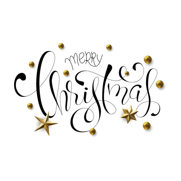 メリークリスマス手手紙冬の休日のデザインへの碑文、書道。クリスマスのクリスマスと新年の挨拶カード、バナー. — ストックベクタ