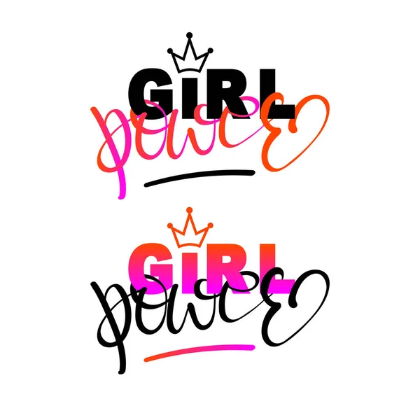 Girl Power Inscrição Manuscrita Letras Mão Grl Pwr Impressão Feminista — Vetor de Stock