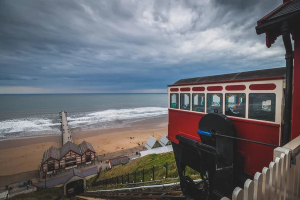 Deniz kenarındaki Saltburn Manzarası, Kuzey Yorkshire, İngiltere 