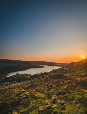 View of a lake at sunset in Donegal, Ireland