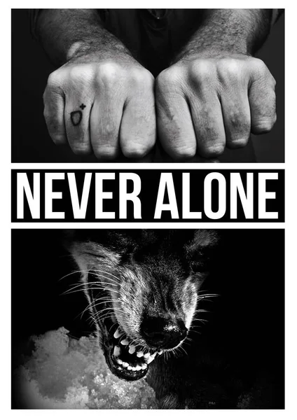 Never Alone Man Underground Wolf — Stock Photo, Image
