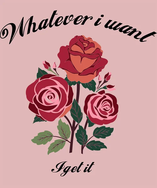Rose Flower Slogan Print —  Fotos de Stock