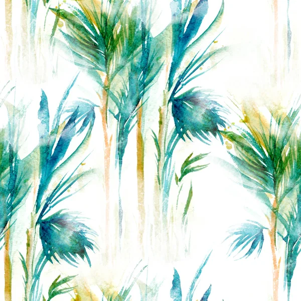 Summer Palms Watercolour Pattern — Foto de Stock
