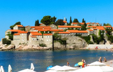 View of the old town of Sveti Stefan, Montenegro