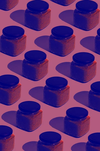 Pattern Glass Jars Editable Sauce Pop Art Style Good Web — Stock Photo, Image