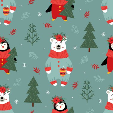 Kutup ayısı ve pengueniyle kusursuz desen