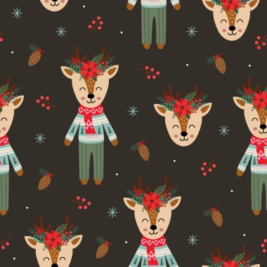 Noel geyiğiyle kusursuz desen 