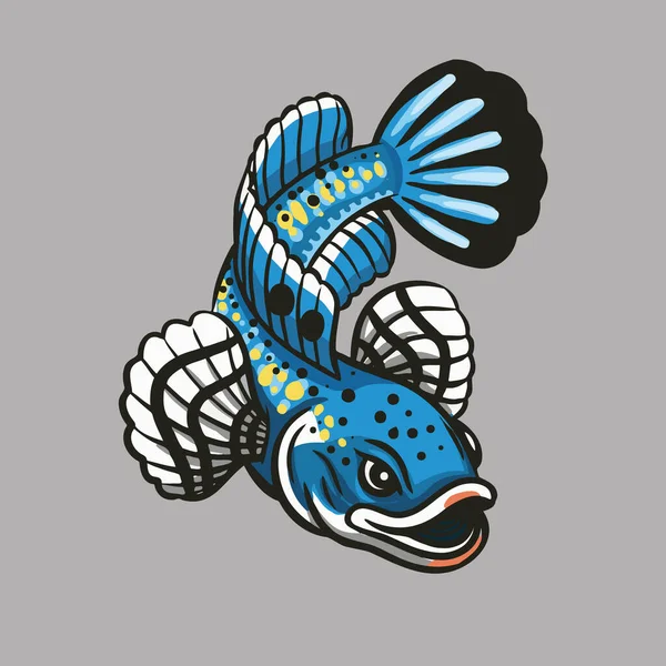 Blue Local Fish Asia Logo Concept — Διανυσματικό Αρχείο