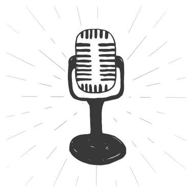 BLACK WHITE CLASSIC MICROPHONE LOGO