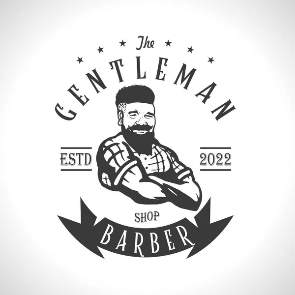Gentleman Barbershop Logo Clip Art — Stok Vektör
