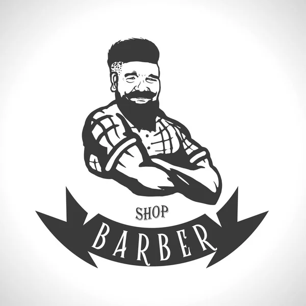 Logo Berber Dükkanı Adamı — Stok Vektör