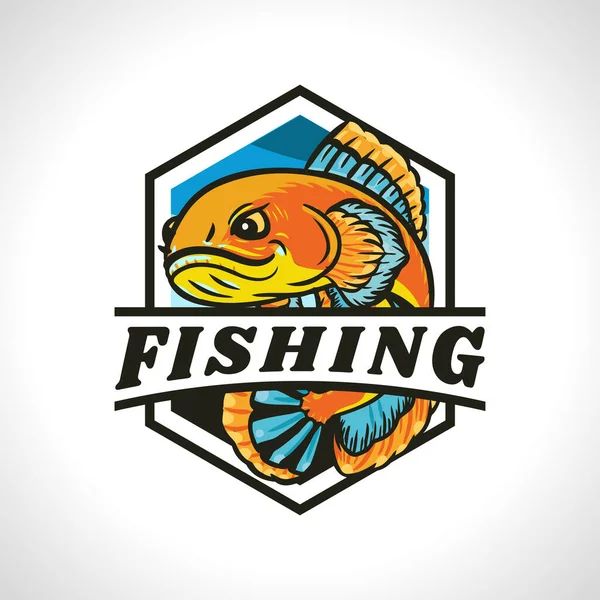 Fishing Logo Editable Vector Illustration — ストックベクタ