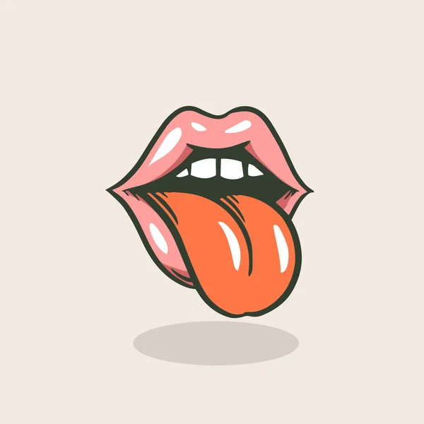 Open Mouth Rolling Teeth Cartoon Illustration — 스톡 벡터