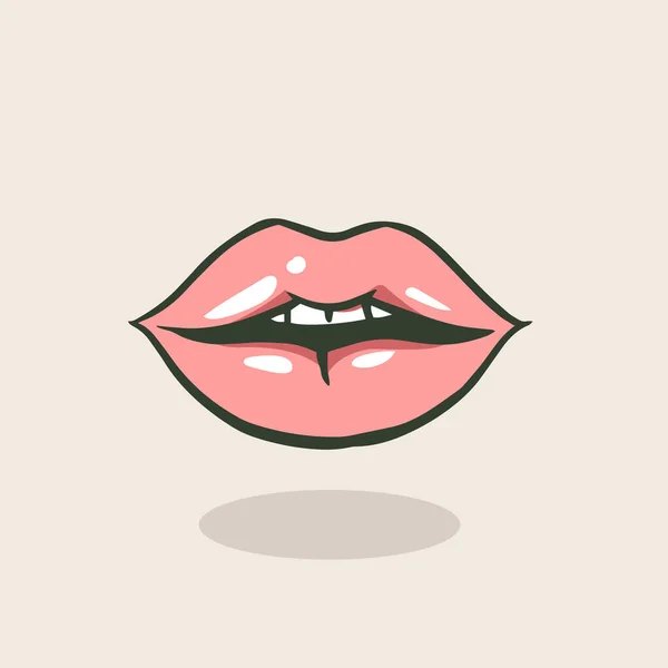 Sexy Lips Open Mouth Cartoon Illustration — Stock Vector