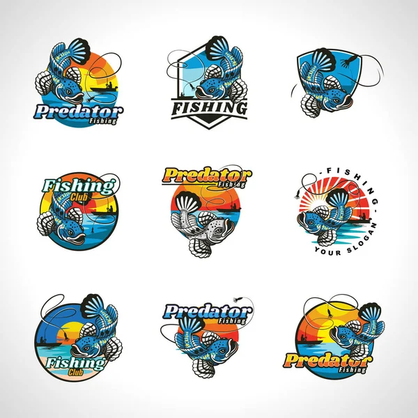Fishing Logo Full Set Package — Archivo Imágenes Vectoriales