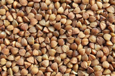 Background from dry threshed grains cereals buckwheat 