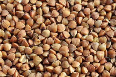 Background from dry threshed grains cereals buckwheat 