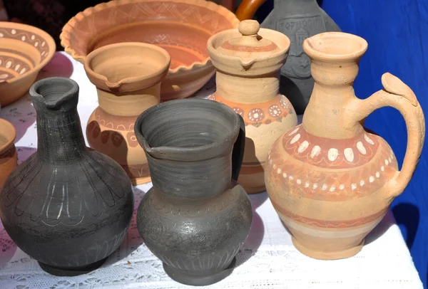 Variety Pottery Made Folk Craftsmen Clay — Stock Photo, Image