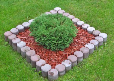 Bahçedeki peyzaj, park, meydan, dinlenme alanındaki modern tasarım parçaları.