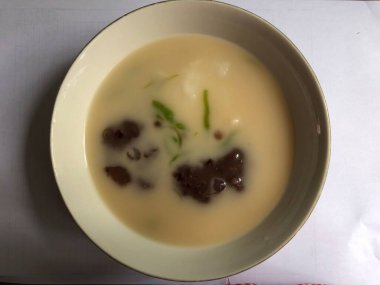 Marrow porridge one of the traditional appetizers from the countryside with white background