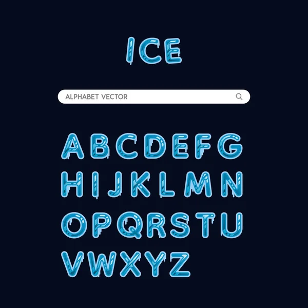 Blue Alphabet Ice Font Set Cool Font Playful Style Typography — Stock Vector