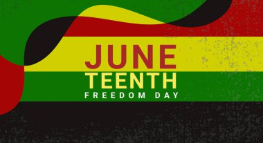 Juneteenth Freedom Day Abstract Vector Illustration. Geometric background shape. Vector banner for ads, social media, card, poster. Illustration with text, ornament.