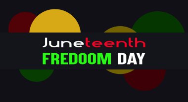 Juneteenth Freedom Day Abstract Vector Illustration. Geometric background shape. Vector banner for ads, social media, card, poster. Illustration with text, ornament.