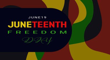 Juneteenth Freedom Day Abstract Vector Illustration. Geometric background shape. Vector banner for ads, social media, card, poster. Illustration with text, ornament.