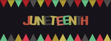 Juneteenth Freedom Day Abstract Vector Illustration. Geometric background shape. Vector banner for ads, social media, card, poster. Illustration with text, ornament.