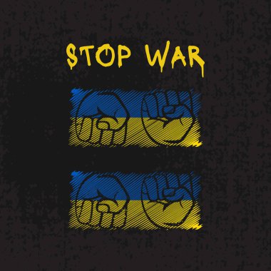 Stop war ukraine with scratch style flag, Premium Vector.